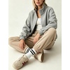 Women’s Bomber Jacket Oversized Windbreaker Funnel Neck Cropped Coat(Grey)
