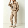 Women’s Bomber Jacket Oversized Windbreaker Funnel Neck Cropped Coat(Khaki)