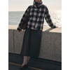 Women’s Buffalo Plaid Sherpa Fleece Jackets Funnel Neck Warm Coat(Black)
