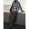 Women’s Buffalo Plaid Sherpa Fleece Jackets Funnel Neck Warm Coat(Blue)
