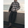 Women’s Buffalo Plaid Sherpa Fleece Jackets Funnel Neck Warm Coat(Grey)