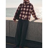 Women’s Buffalo Plaid Sherpa Fleece Jackets Funnel Neck Warm Coat(Wine)