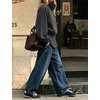 Women’s Casual Striped Jacket Stand Collar Button Down Cropped Coat(Black)