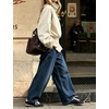Women’s Casual Striped Jacket Stand Collar Button Down Cropped Coat(White)