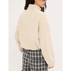Women’s Color Block Fleece Jacket Stand Collar Zip Up Track Coat(Apricot)