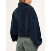 Women’s Color Block Fleece Jacket Stand Collar Zip Up Track Coat(Navy)