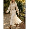 Women’s Cropped Trench Coat Casual Jacket Lace Cuff Belted Waist(Apricot)