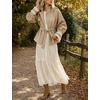 Women’s Cropped Trench Coat Casual Jacket Lace Cuff Belted Waist(Apricot)