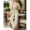 Women’s Cropped Trench Coat Casual Jacket Lace Cuff Belted Waist(Apricot)
