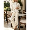Women’s Cropped Trench Coat Casual Jacket Lace Cuff Belted Waist(Beige)