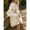 Women’s Cropped Trench Coat Casual Jacket Lace Cuff Belted Waist(Beige)