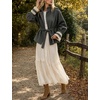 Women’s Cropped Trench Coat Casual Jacket Lace Cuff Belted Waist(Grey)
