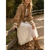 Women’s Cropped Trench Coat Casual Jacket Lace Cuff Belted Waist(Khaki)