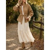 Women’s Cropped Trench Coat Casual Jacket Lace Cuff Belted Waist(Khaki)