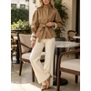Women’s Cropped Trench Coat Casual Jacket Lace Cuff Belted Waist(Khaki)