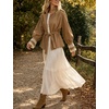 Women’s Cropped Trench Coat Casual Jacket Lace Cuff Belted Waist(Khaki)