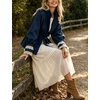 Women’s Cropped Trench Coat Casual Jacket Lace Cuff Belted Waist(Navy)