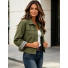 Women’s Cropped Trench Jacket Button Down Plaid Lined Coat(Armygreen)