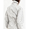 Women’s Drawstring Polka Dot Jackets Funnel Neck Button Down Short Casual Lightweight Parka Coat with Pockets(Beige)