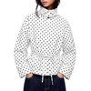 Women’s Drawstring Polka Dot Jackets Funnel Neck Button Down Short Casual Lightweight Parka Coat with Pockets(Beige)