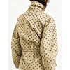 Women’s Drawstring Polka Dot Jackets Funnel Neck Button Down Short Casual Lightweight Parka Coat with Pockets(Khaki)