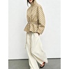 Women’s Drawstring Polka Dot Jackets Funnel Neck Button Down Short Casual Lightweight Parka Coat with Pockets(Khaki)