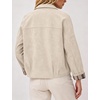 Women’s Faux Suede Trench Jacket Plaid Lining Button Casual Coat(Beige)