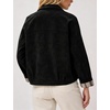 Women’s Faux Suede Trench Jacket Plaid Lining Button Casual Coat(Black)