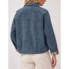 Women’s Faux Suede Trench Jacket Plaid Lining Button Casual Coat(Bluegrey)