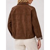 Women’s Faux Suede Trench Jacket Plaid Lining Button Casual Coat(Brown)