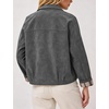 Women’s Faux Suede Trench Jacket Plaid Lining Button Casual Coat(Gray)