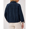 Women’s Faux Suede Trench Jacket Plaid Lining Button Casual Coat(Navy)