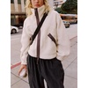 Women’s Fleece Cropped Jacket Funnel Neck Zip Up Fuzzy Teddy Coat(Beige)