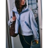 Women’s Fleece Cropped Jacket Funnel Neck Zip Up Fuzzy Teddy Coat(Blue)
