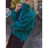 Women’s Fleece Cropped Jacket Funnel Neck Zip Up Fuzzy Teddy Coat(Green)