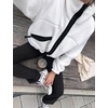 Women’s Fleece Cropped Jacket Funnel Neck Zip Up Fuzzy Teddy Coat(White)