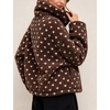 Women’s Heart Print Sherpa Fleece Jacket Button Down Teddy Coat(Darkbrown)