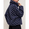 Women’s Heart Print Sherpa Fleece Jacket Button Down Teddy Coat(Navy)