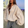 Women’s Mesh Track Jacket Oversized Zip Up Lightweight Coat(Beige)