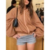 Women’s Mesh Track Jacket Oversized Zip Up Lightweight Coat(Brown)