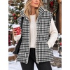 Women’s Oversized Puffer Vest Gingham Sleeveless Paded Gilet Jackets(Black)
