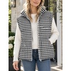 Women’s Oversized Puffer Vest Gingham Sleeveless Paded Gilet Jackets(Black)