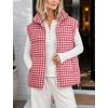 Women’s Oversized Puffer Vest Gingham Sleeveless Paded Gilet Jackets(Red)