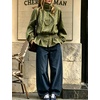 Women’s Polka Dot Casual Funnel Neck Lightweight Jackets(Armygreen)
