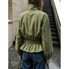 Women’s Polka Dot Casual Funnel Neck Lightweight Jackets(Armygreen)