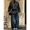 Women’s Polka Dot Casual Funnel Neck Lightweight Jackets(Black)