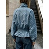 Women’s Polka Dot Casual Funnel Neck Lightweight Jackets(Bluegray)