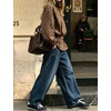 Women’s Polka Dot Casual Funnel Neck Lightweight Jackets(Coffee)