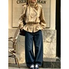 Women’s Polka Dot Casual Funnel Neck Lightweight Jackets(Khaki)