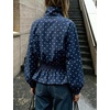 Women’s Polka Dot Casual Funnel Neck Lightweight Jackets(Navy)